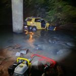 Motorista e passageira do carro ficaram feridos - Crédito: Bombeiros de Bom Princípio